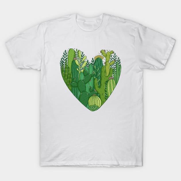 Cacti Heart T-Shirt by Tania Tania